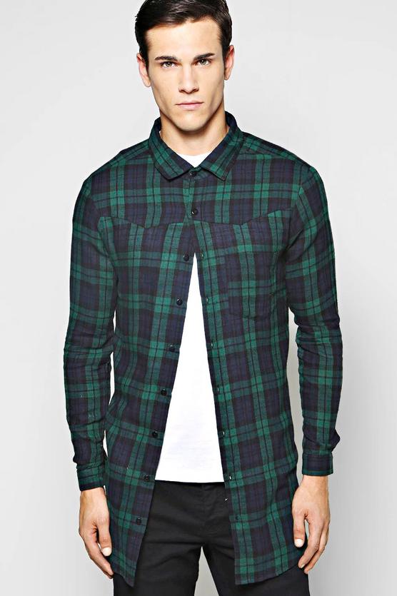 Western Style Longline Check Shirt